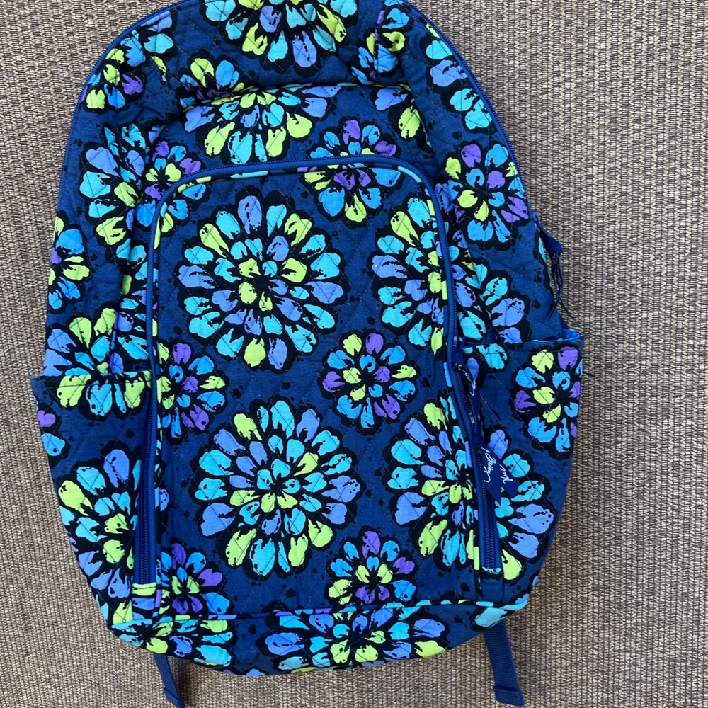 Vera Bradley Campus Laptop Backpack Indigo Pop - Picture 2 of 11